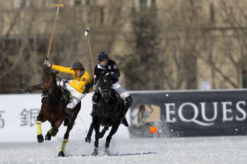 Action on day 9 of the Snow Polo World Cup 2015