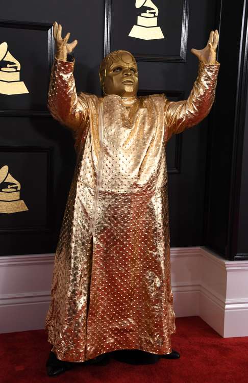 Gnarly Davidson (aka CeeLo Green) arrives at the 59th annual Grammy Awards. Photo: AFP