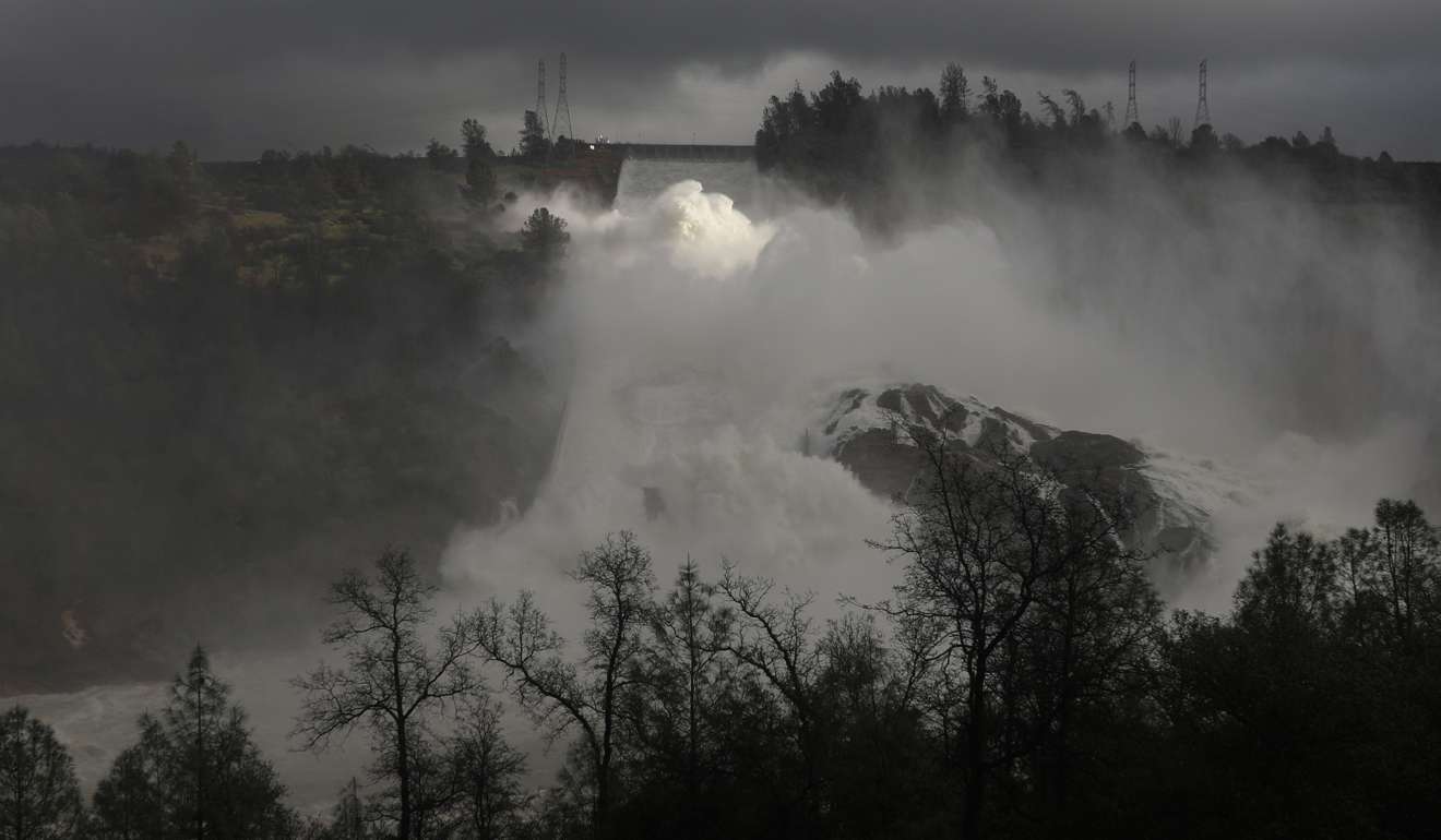 Water is released from the Lake Oroville Dam after an evacuation order was lifted for communities downstream from the dam in Oroville, California, last week. Photo: Reuters