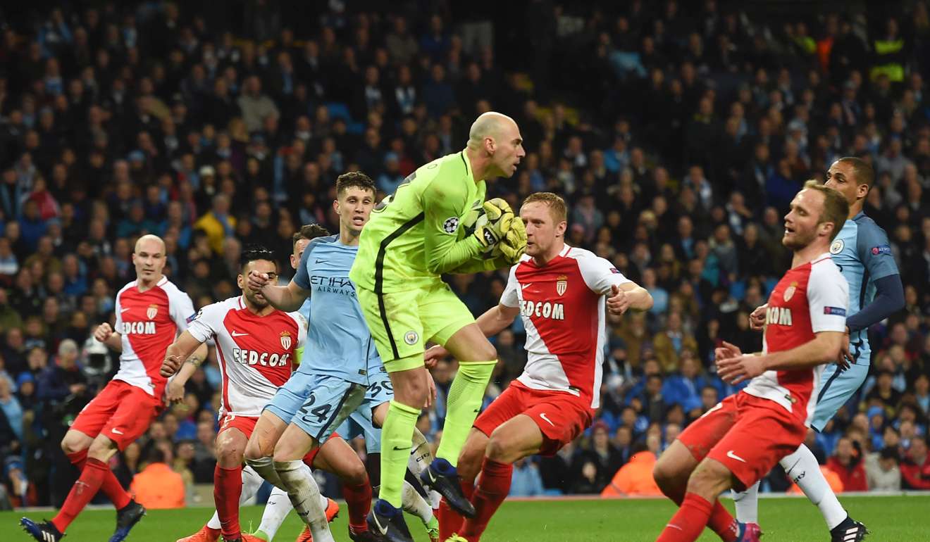 CIty goalkeeper Willy Caballero claims the ball. Photo: AFP