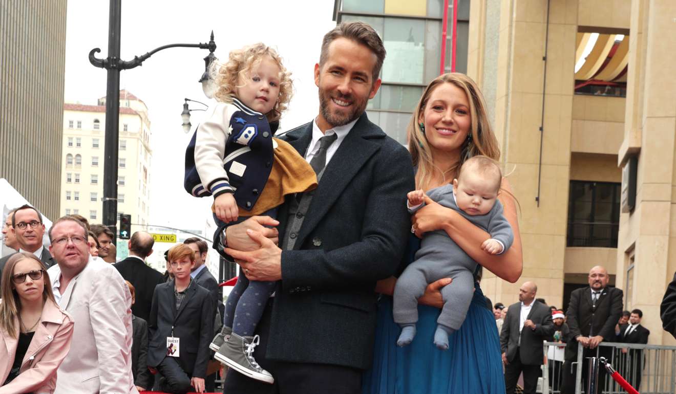 Ryan Reynolds, Blake Lively and their children at the unveiling of Reynolds’ star on the Hollywood Walk of Fame in Los Angeles last December. Photo: Twentieth Century Fox/AP Images