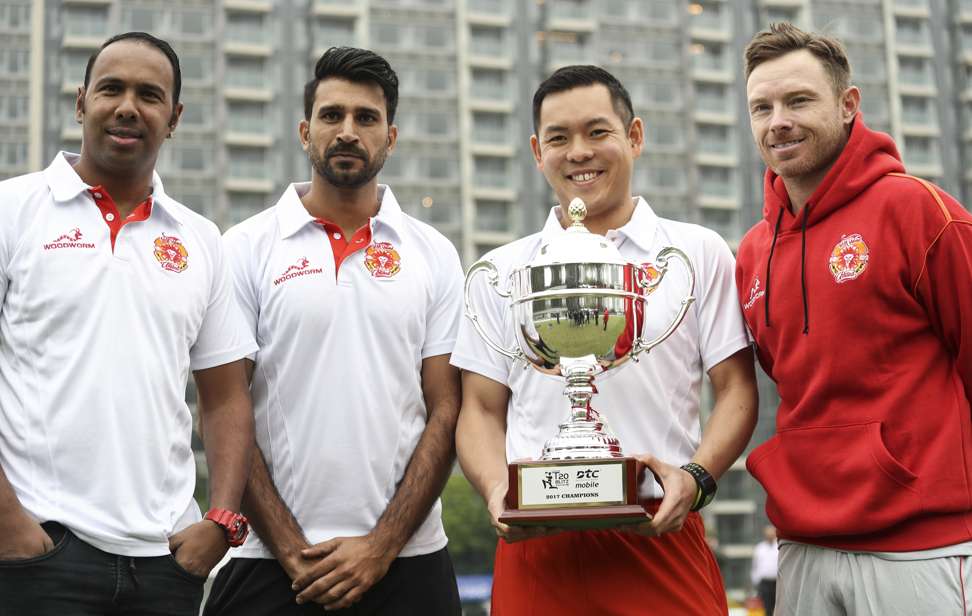 Hong Kong Island United players (left to right) Samuel Badree, Tanwir Afzal, Ady Lee and Ian Bell. Photo: