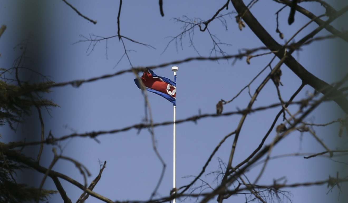 The North Korean flag flies at the embassy in Beijing. Photo: AFP