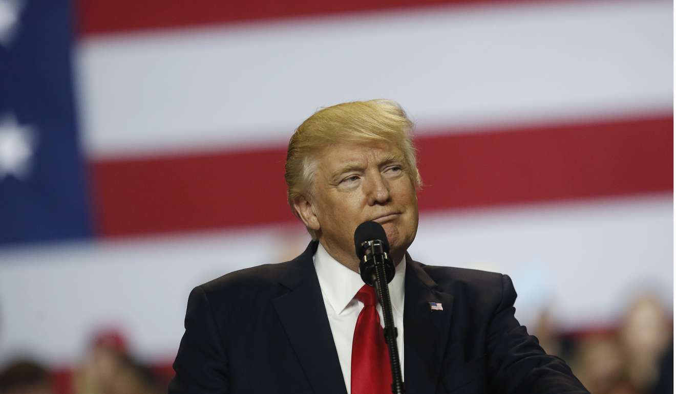 US President Donald Trump speaks at a rally in Louisville, Kentucky, on Monday. Trump sees US hegemony as a burden, and seems oblivious to the privileges that it affords. Photo: Bloomberg