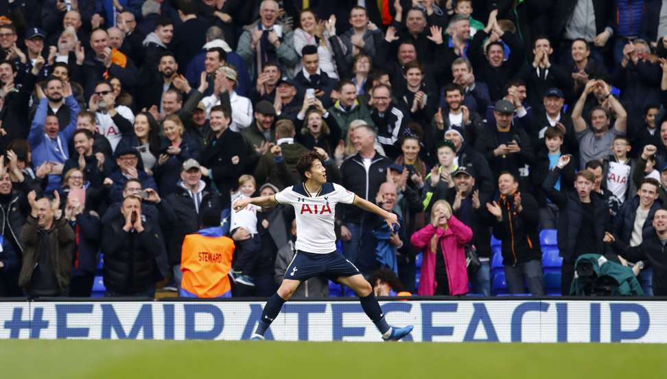 Tottenham Hotspur's Son Heung-min celebrates scoring against Millwall. Photo: Reuters
