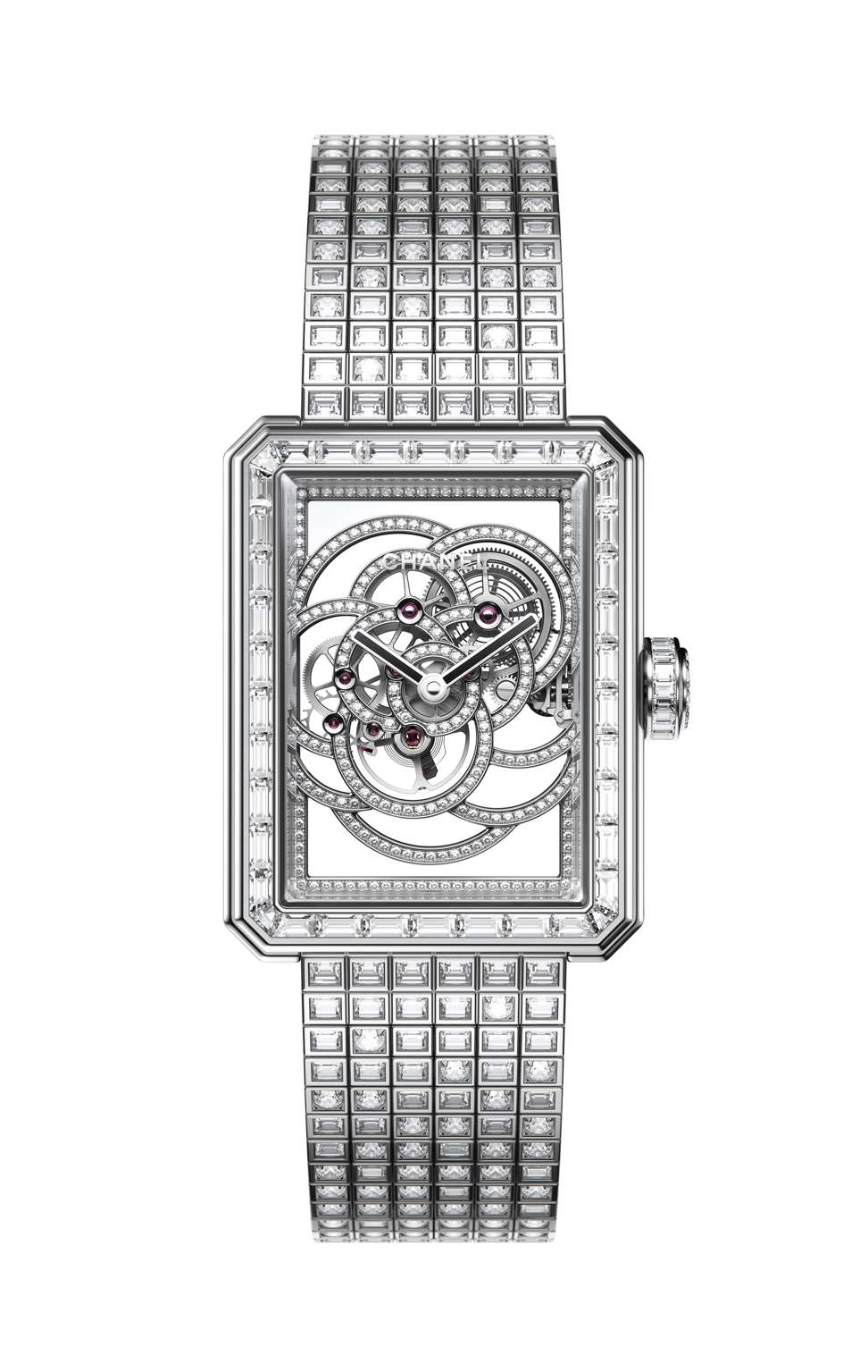 Chanel’s Première Camélia Skeleton has a version set with diamonds