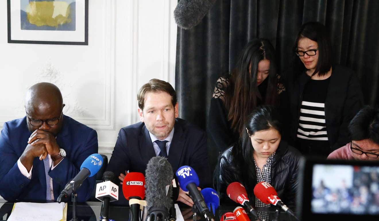Lawyers and members of Liu Shaoyo’s family address a press conference on Wednesday in Paris. Photo: AP