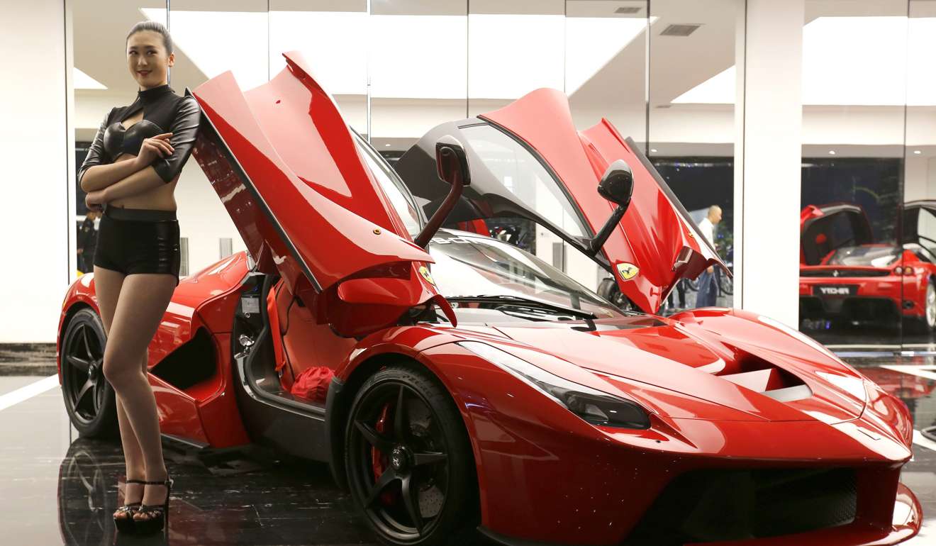 A Ferrari LaFerrari hybrid sports car at the Dream Car Show in Beijing in 2015. Photo: EPA