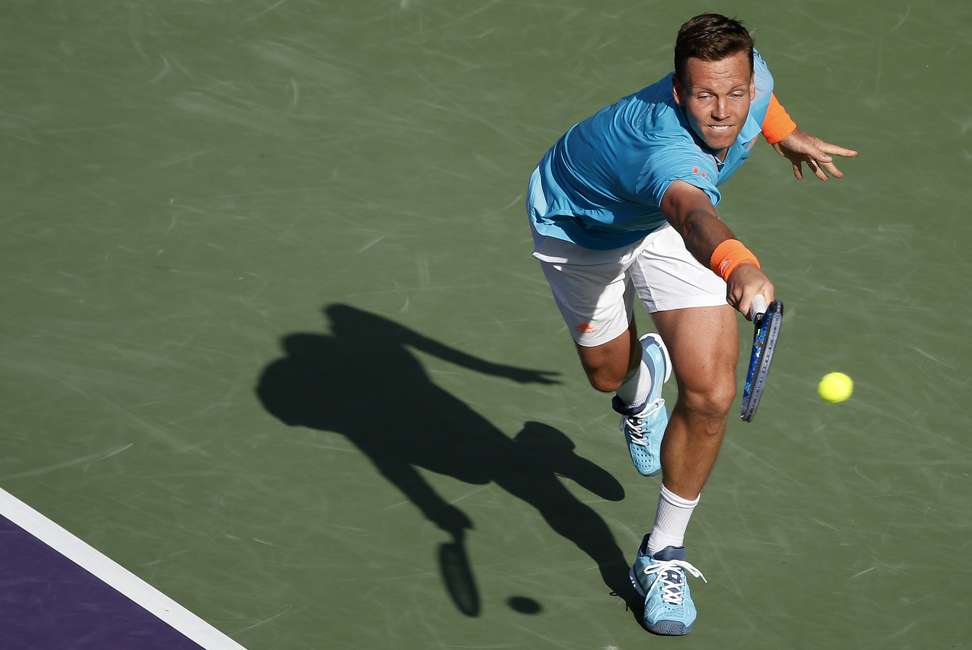 Berdych double-faulted at a critical juncture in the quarter-final clash. Photo: EPA