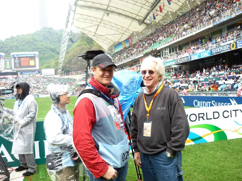 Mark Erder and Alex Wilson (L) at the Hong Kong Sevens in 2011.