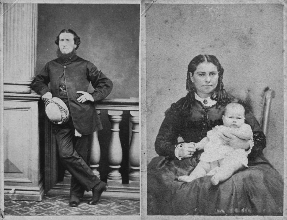 Pictures of Edward Newman and Mary Ann Newman, with baby Annie, taken in a studio in Hong Kong, in 1871. Pictures: courtesy of Graeme Clark