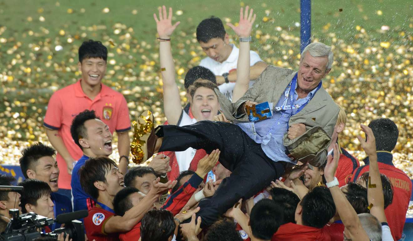Guangzhou Evergrande coach Marcello Lippi celebrates their 2013 AFC Champions League success. Photo: AFP