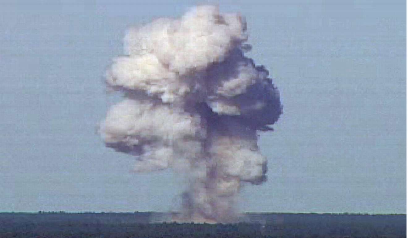 The GBU-43/B, also known as the Massive Ordnance Air Blast, detonates during a test at Elgin Air Force Base, Florida, in a 2003 test. Photo: Reuters