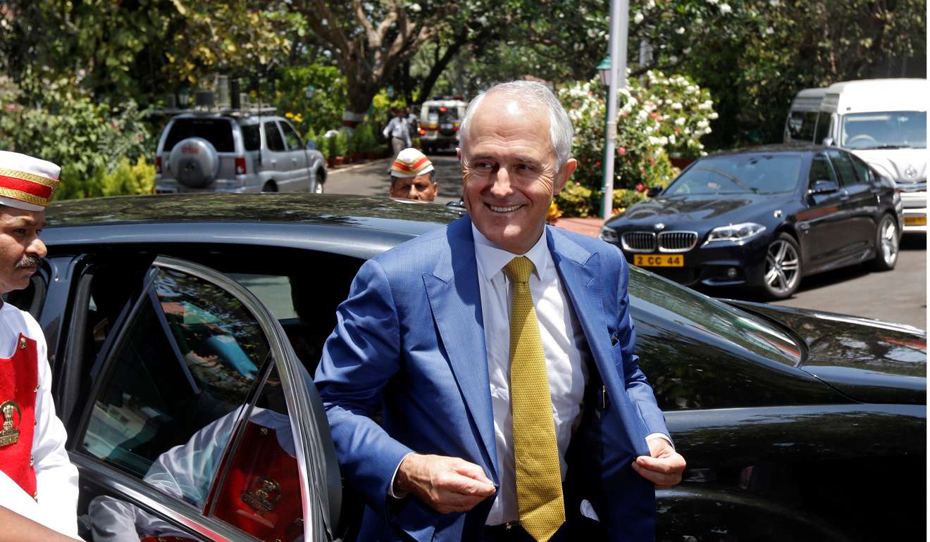 Australian Prime Minister Malcolm Turnbull has recorded a rise in voter support just days after tightening rules for foreigners seeking work and citizenship under an “Australia first” policy, a newspaper poll showed on Monday. Photo: Reuters