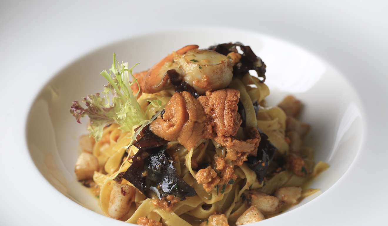 Tagliatelle with sea urchin, scallops and seaweed from Fishsteria in Wan Chai. Photo: Paul Yeung