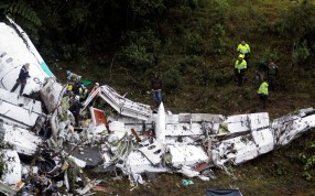 Aeroplane carrying Brazilian soccer team crashes in Colombia, 76 people dead