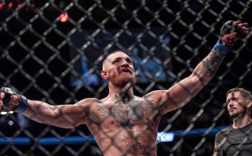 Conor McGregor reacts to fight with Nate Diaz. Photo: USA Today
