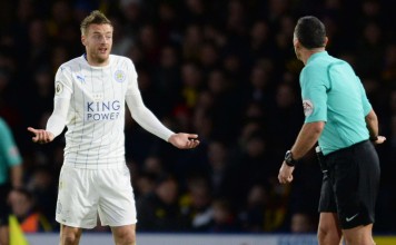 Leicester City's Jamie Vardy shows his frustration against Watford in the Premier League on the weekend. Photo: Reuters