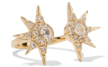 Dare to be different. Get your hands on Saint Laurent’s deconstructed monogram earrings, Tomas Maier’s orange sunglasses and Nina Ricci’s Lily handbag