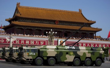 DF-16 missiles, pictured during a 2015 parade, were featured in a video posted by Beijing’s Defence Ministry last week, which showed them being deployed during exercises over the Lunar New Year holiday. File photo: AP