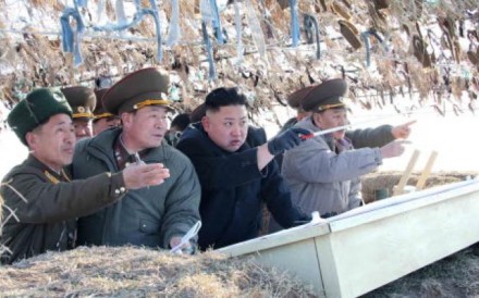 North Korea leader Kim Jong Un visiting the Wolnae-do Defence Detachment on the western front line. Photo: Xinhua North Korea leader Kim Jong Un visiting the Wolnae-do Defence Detachment on the western front line. Photo: Xinhua