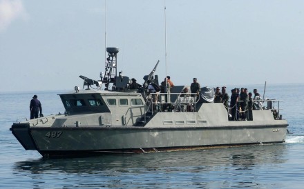 A Philippine navy boat on patrol off the coast of Sulu. Photo: EPA
