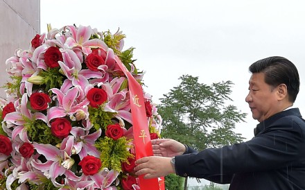 Xi Jinxing visits a memorial to the Red Army in Ningxia on Monday. Photo: Xinhua