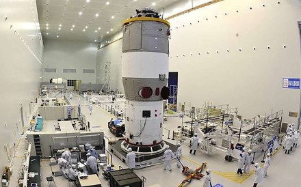 The Tiangong-2 space lab undergoing ground testing before launch. Photo: Xinhua