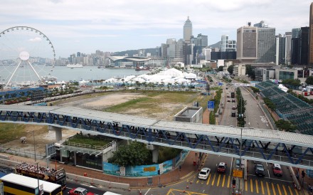 Assistant district commander San Tze-kin says screens will be installed on both sides of the Man Yiu Street footbridge. Photo: Sam Tsang