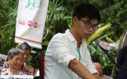 Joshua Wong Chi-fung appearing on the RTHK programme held at Victoria Park on Sunday. Photo: Jonathan Wong