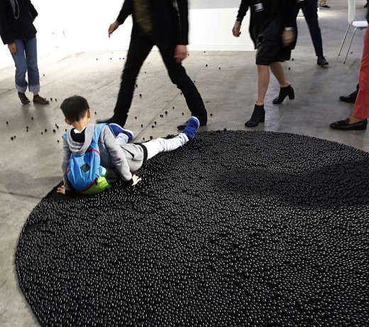 Some children did not give due reverence to the artworks on display at Art Basel. Photo: AP Some children did not give due reverence to the artworks on display at Art Basel. Photo: AP