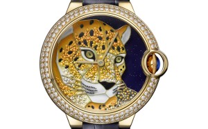 CARTIERThe Ballon Bleu de Cartier, featuring the combined mastery of enamelling and granulation, brings the panther motif to life. Price on request