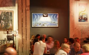 Artwork exhibited at Ping Pong Ginoteria, in Sai Ying Pun, includes (from left) Reflection 9, by Douglas Bland; The Ring B, by Liu Kuo-sung; and Landscape with Sailboats & Figure, by Luis Chan. Photos: SCMP; William Furniss Artwork exhibited at Ping Pong Ginoteria, in Sai Ying Pun, includes (from left) Reflection 9, by Douglas Bland; The Ring B, by Liu Kuo-sung; and Landscape with Sailboats & Figure, by Luis Chan. Photos: SCMP; William Furniss