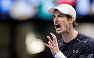 Andy Murray screams in frustration during his match against Jo-Wilfried Tsonga in Vienna, Austria. Photo: EPA