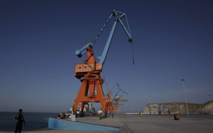 In this April photo, Pakistan Navy personnel patrol Gwadar port. Pakistan's top leaders opened a new international trade route on Sunday from the newly built port. Photo: AP In this April photo, Pakistan Navy personnel patrol Gwadar port. Pakistan's top leaders opened a new international trade route on Sunday from the newly built port. Photo: AP