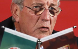 China’s newly appointed national team coach Marcello Lippi speaks during a news conference. Photo: AP