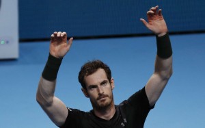 Great Britain’s Andy Murray celebrates after winning his round robin match against Croatia’s Marin Cilic at the ATP Tour Finals in London. Photo: Reuters