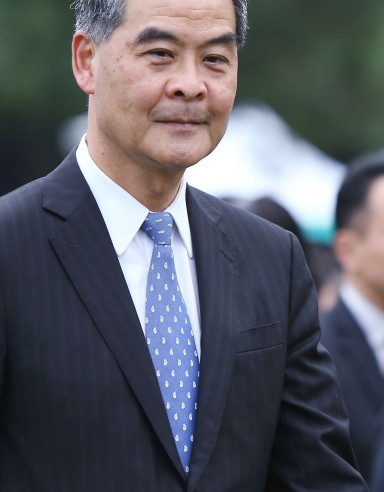 Chief Executive Leung Chun-ying gave a rare 30-minute interview to Xinhua News Agency. Photo: Xiaomei Chen