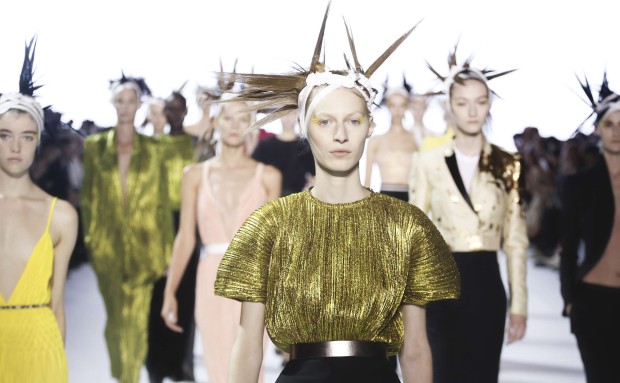 Models in Haider Ackermann’s spring-summer 2017 line at Paris Fashion Week.