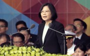 Taiwan's President Tsai Ing-wen delivers her National Day speech in front of the Presidential Building in Taipei on Monday. Photo: AP