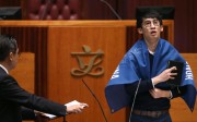 Sixtus Baggio Leung Chung-hang takes his oath in the Legislative Council on October 12. Photo: Sam Tsang