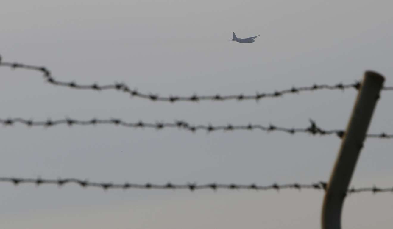 A US Air Force C-130 cargo plane takes off from the US Force's Yokota Air Base in Fussa. Photo: AP