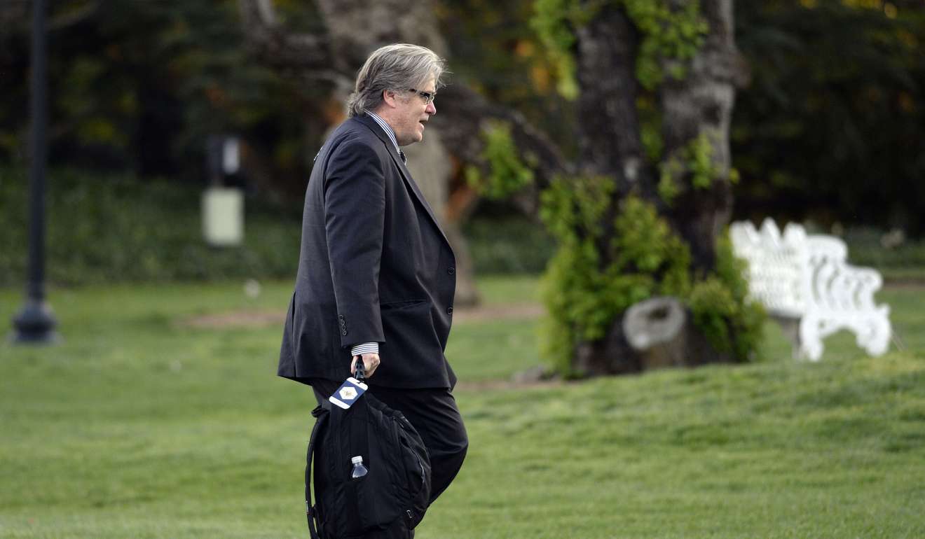 Steve Bannon, advisor to US President Donald Trump, walks on the south lawn of the White House on April 9. Photo: TNS