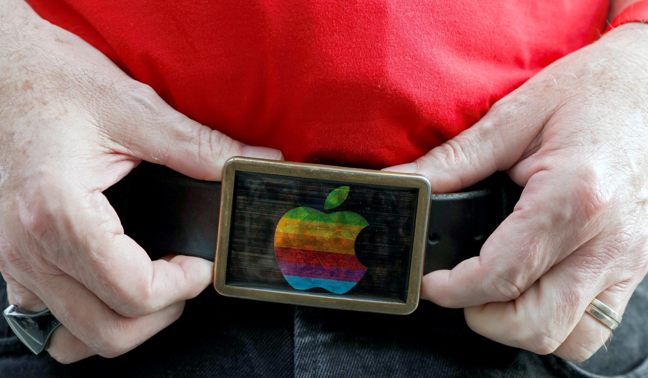 An attendee shows off his belt buckle outside Apple's 2016 Worldwide Developers Conference in San Francisco, California, last year. Photo: Reuters