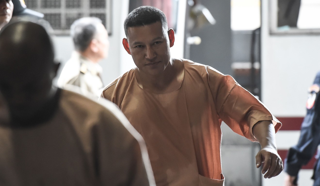 Xaysana Keophimpa, allegedly a key figure among gangs buying drugs from Myanmar’s meth labs, arriving at a criminal court in Bangkok. Photo: AFP