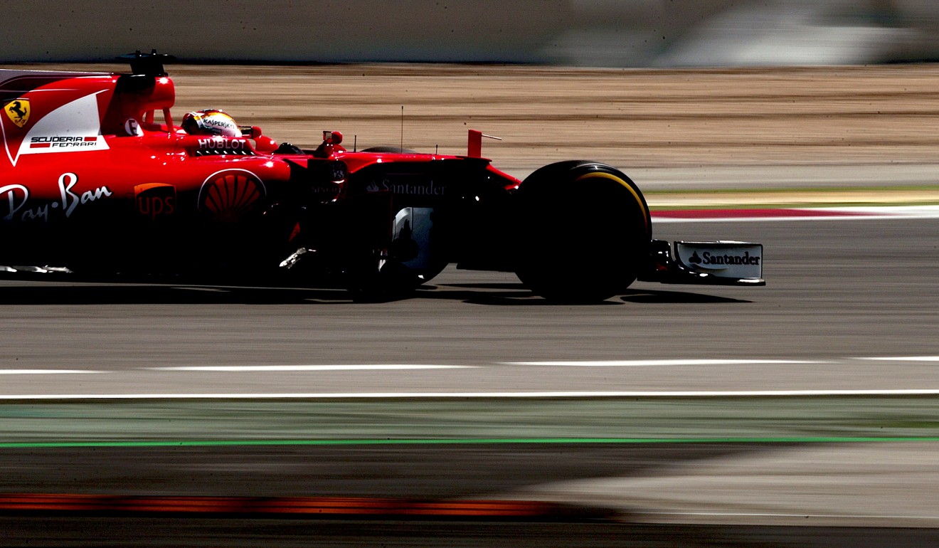 Sebastian Vettel in action during the second training session at the Circuit de Barcelona-Catalunya. Photo: EPA