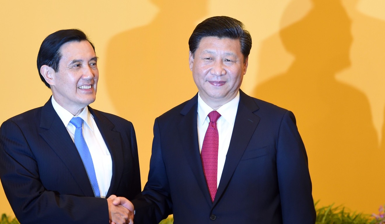 Former president Ma Ying-jeou, pictured meeting Chinese President Xi Jinping, had led a rapprochement with mainland China. Photo: AFP