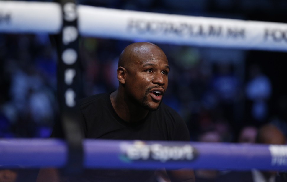 Mayweather was at London’s Copper Box Arena to see his protege Gervonta Davis in action on Saturday night. Photo: Reuters
