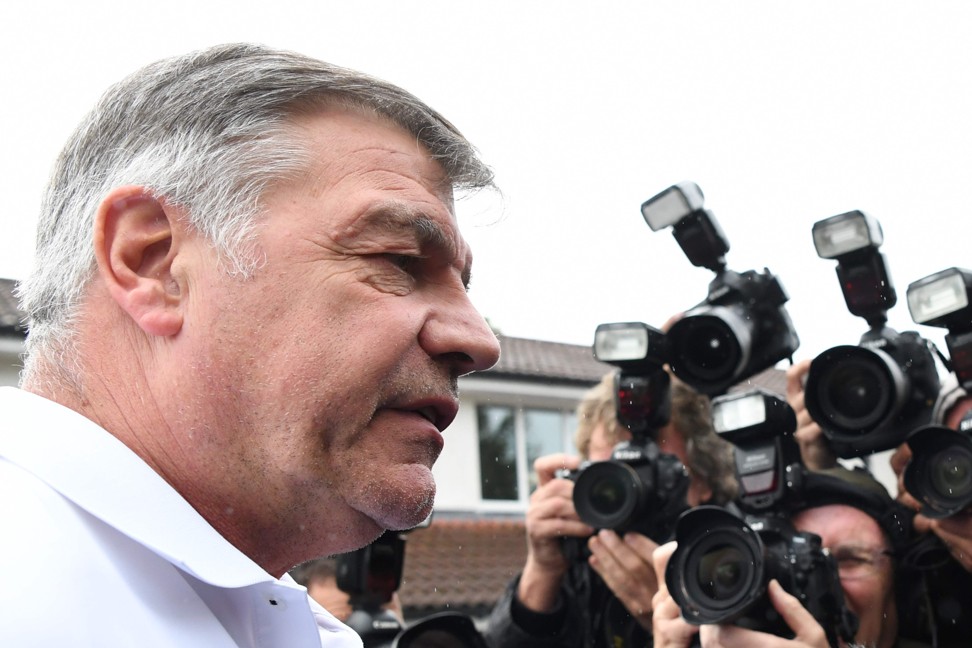 Sam Allardyce faces the media after his humiliating end as England manager after just 67 days in charge. Photo: AFP