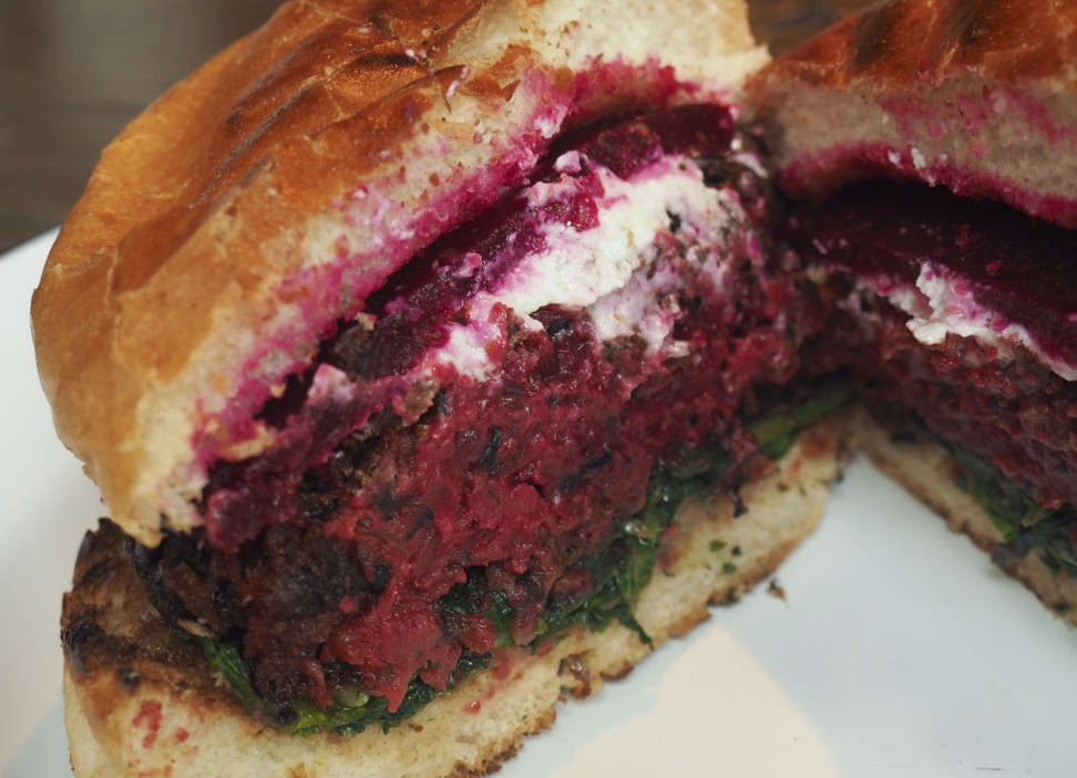 Brown rice blended into the cake of Beef & Liberty’s beetroot burger made it substantial, but not heavy. Photo: Lauren James